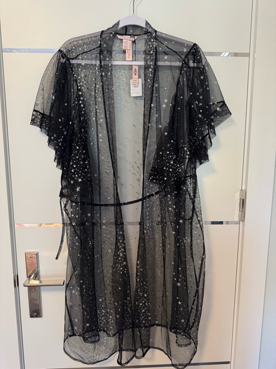 Other - Sheer Black Star-Print Mesh Robe - Women's Intimates